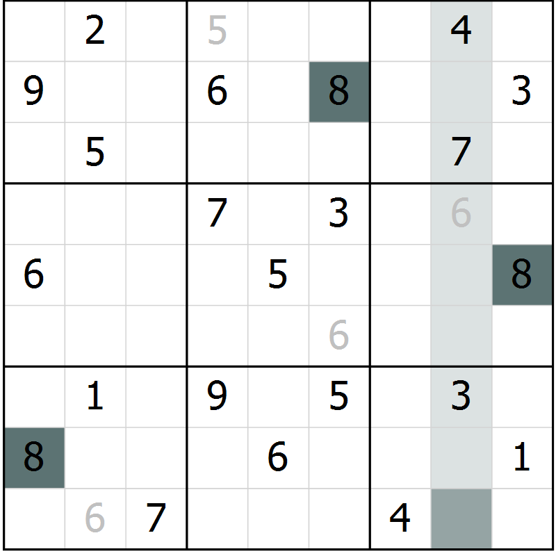 Position des candidats pour la solution de la Gr 10 page 12 du magazine de sudoku Expert n° 013
