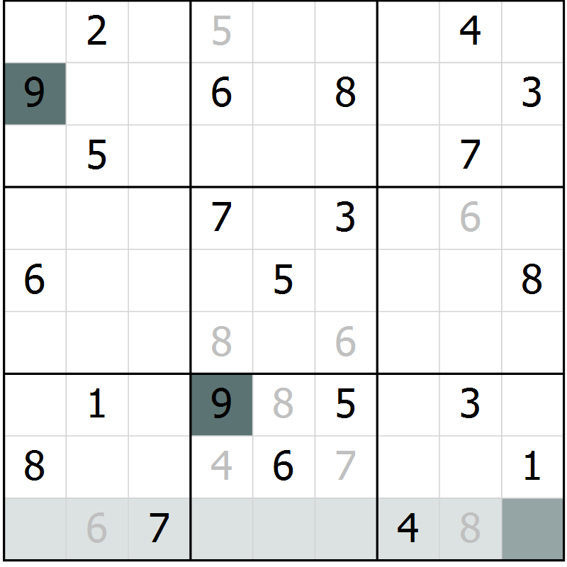 Position des candidats pour la solution de la Gr 10 page 12 du magazine de sudoku Expert n° 013