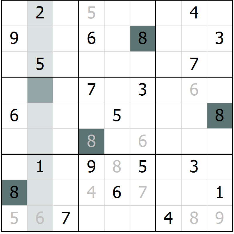 Position des candidats pour la solution de la Gr 10 page 12 du magazine de sudoku Expert n° 013