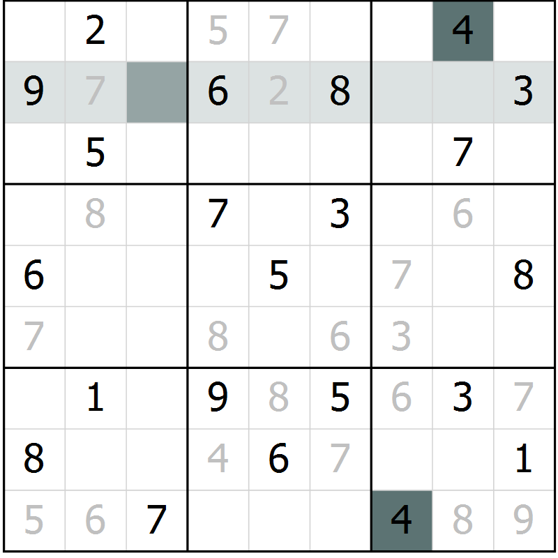 Position des candidats pour la solution de la Gr 10 page 12 du magazine de sudoku Expert n° 013