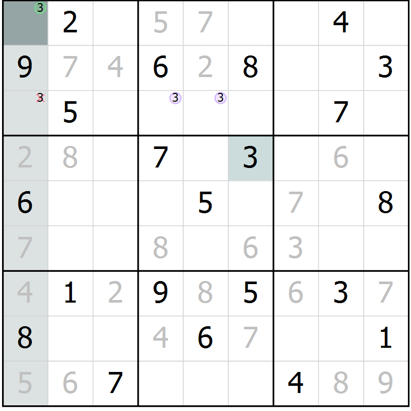 Position des candidats pour la solution de la Gr 10 page 12 du magazine de sudoku Expert n° 013