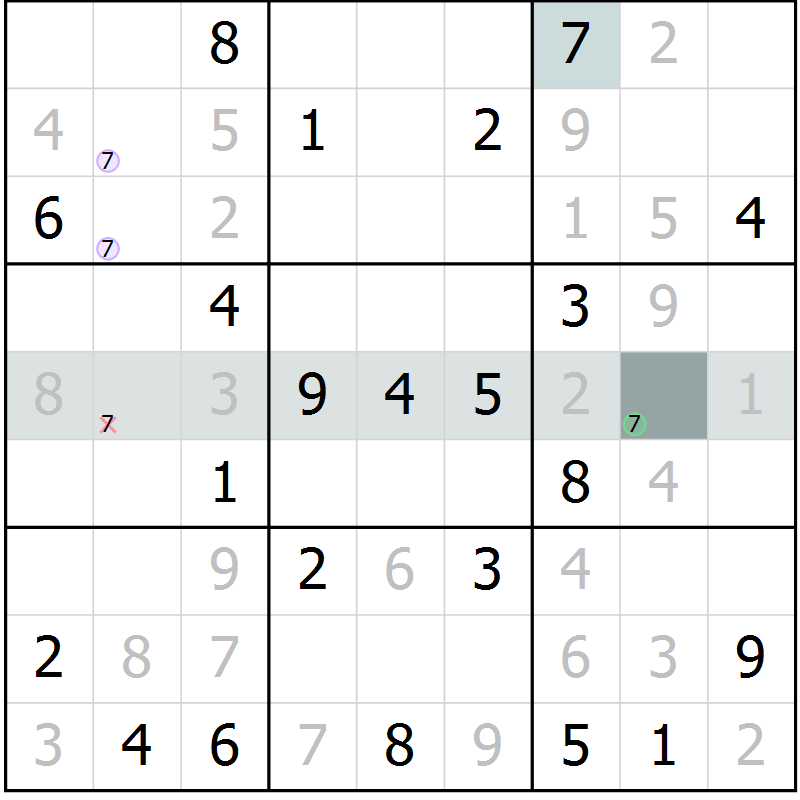 Position des candidats pour la solution de la Gr 11 page 13 du magazine de sudoku Expert n° 013
