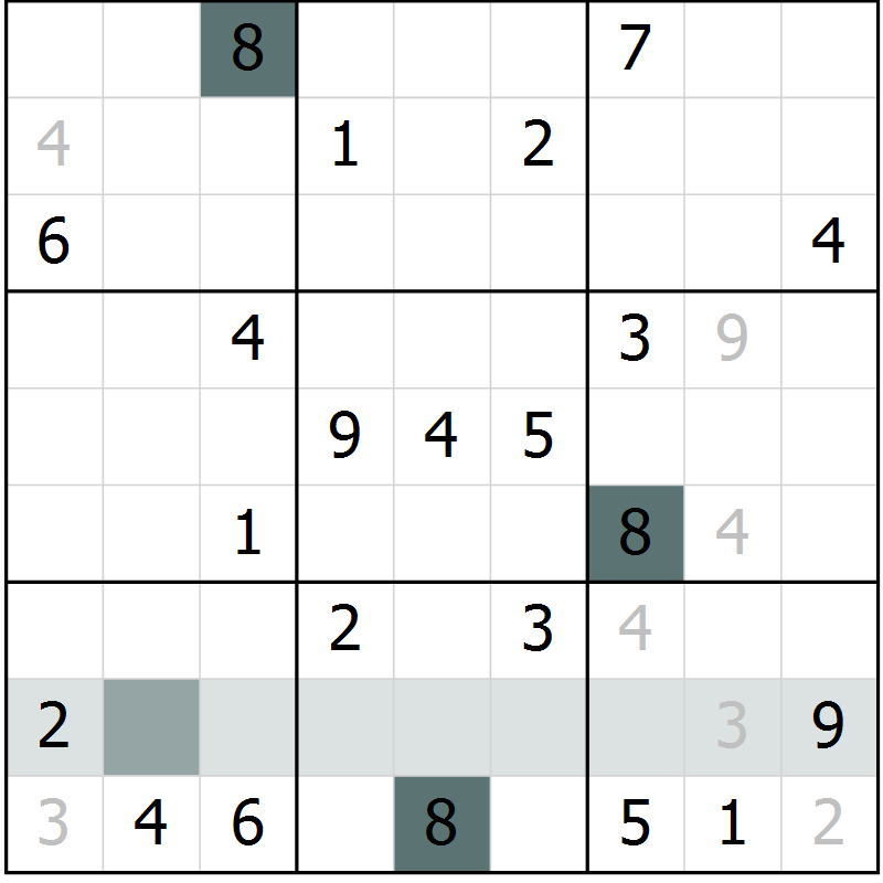 Position des candidats pour la solution de la Gr 11 page 13 du magazine de sudoku Expert n° 013