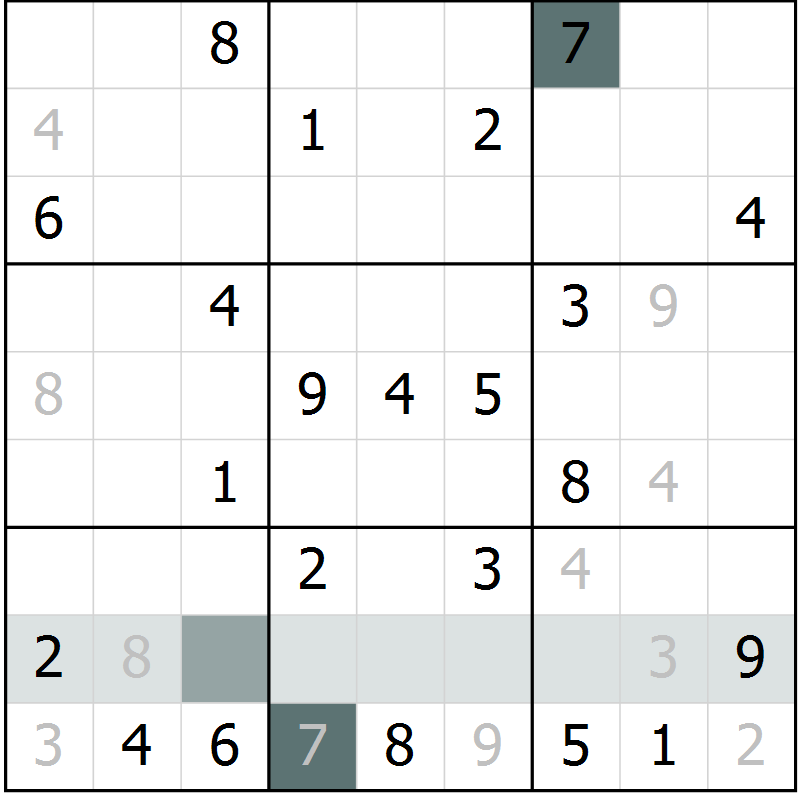 Position des candidats pour la solution de la Gr 11 page 13 du magazine de sudoku Expert n° 013