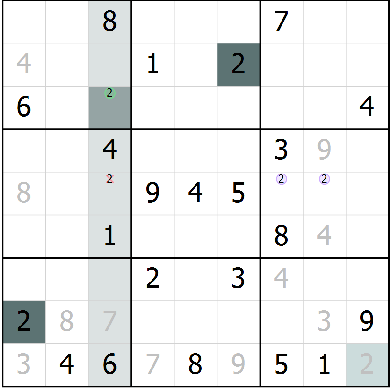 Position des candidats pour la solution de la Gr 11 page 13 du magazine de sudoku Expert n° 013
