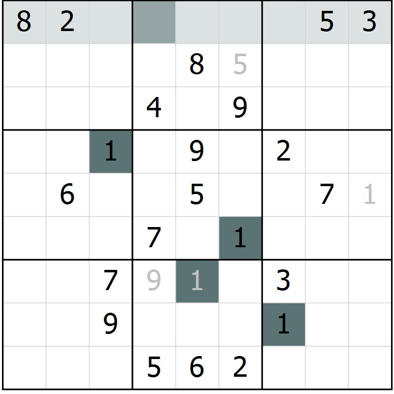 Position des candidats pour la solution de la Gr 12 page 14 du magazine de sudoku Expert n° 013