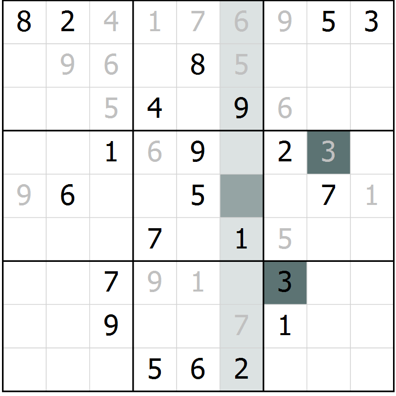 Position des candidats pour la solution de la Gr 12 page 14 du magazine de sudoku Expert n° 013