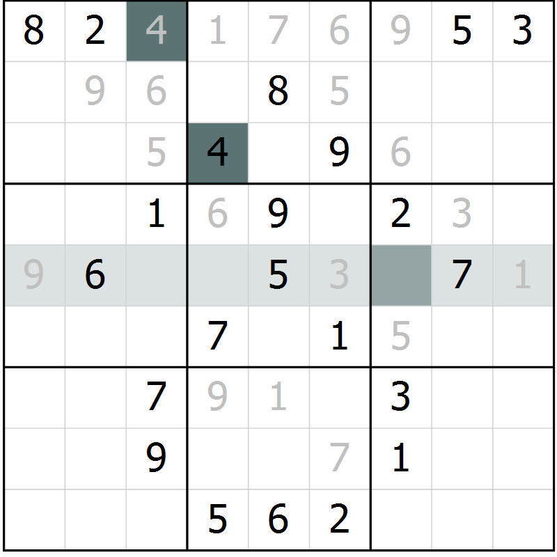 Position des candidats pour la solution de la Gr 12 page 14 du magazine de sudoku Expert n° 013
