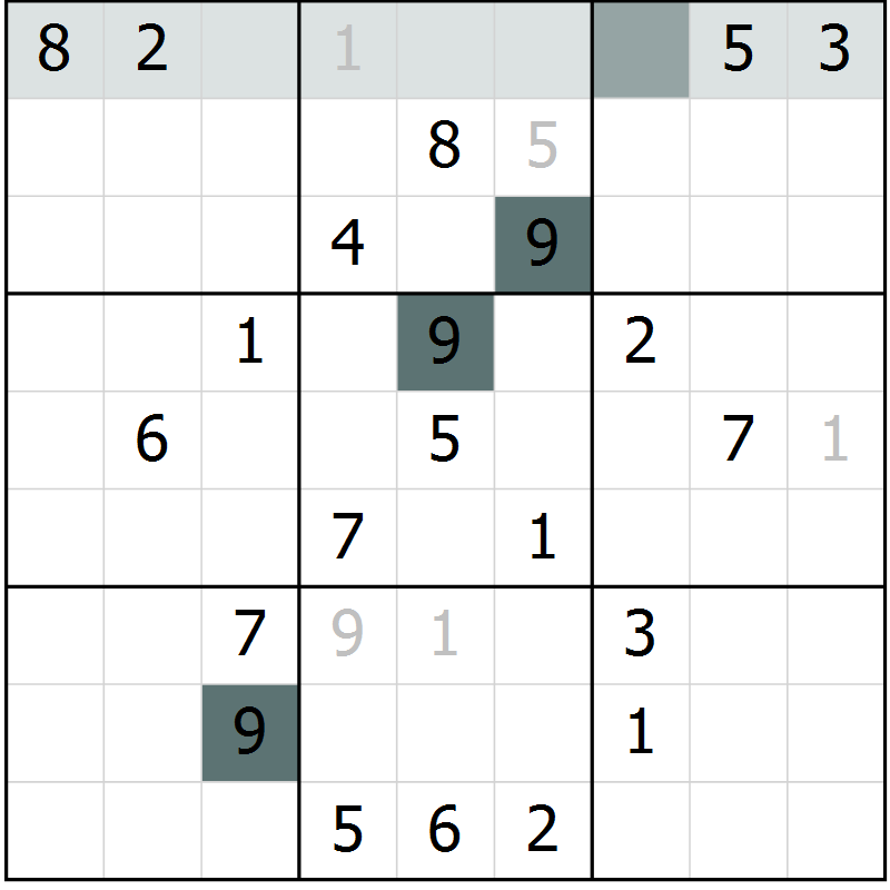 Position des candidats pour la solution de la Gr 12 page 14 du magazine de sudoku Expert n° 013