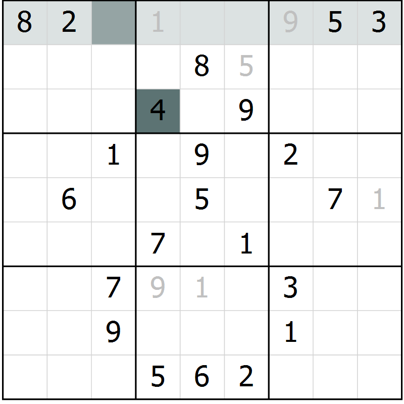 Position des candidats pour la solution de la Gr 12 page 14 du magazine de sudoku Expert n° 013