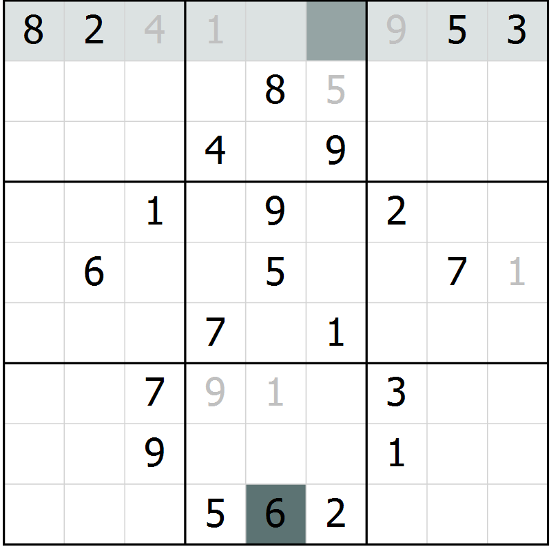 Position des candidats pour la solution de la Gr 12 page 14 du magazine de sudoku Expert n° 013