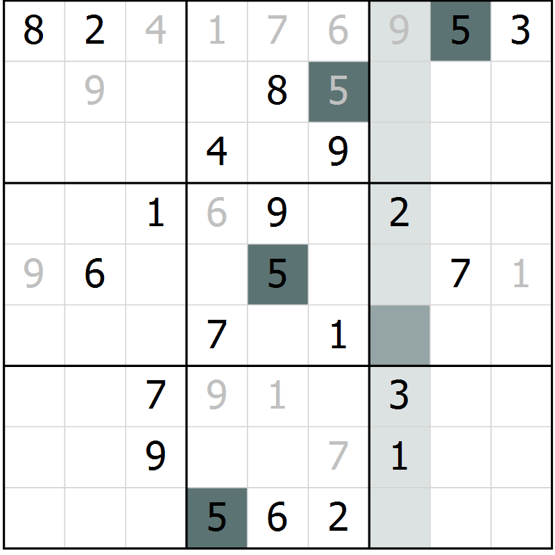 Position des candidats pour la solution de la Gr 12 page 14 du magazine de sudoku Expert n° 013