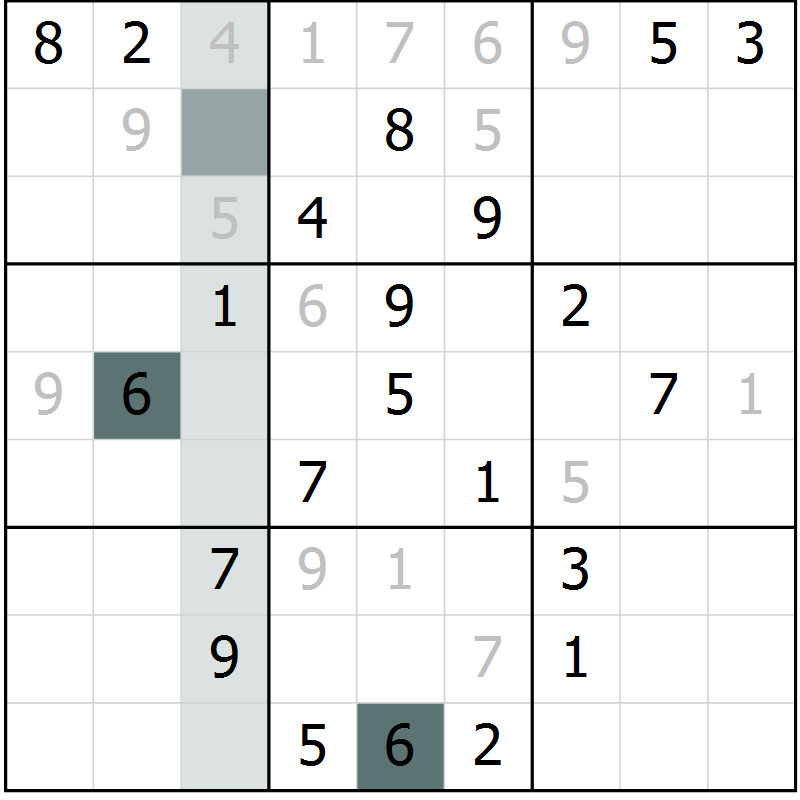 Position des candidats pour la solution de la Gr 12 page 14 du magazine de sudoku Expert n° 013