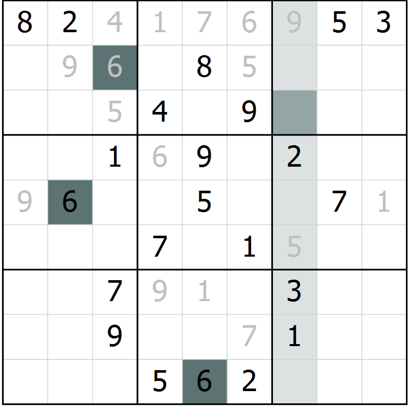 Position des candidats pour la solution de la Gr 12 page 14 du magazine de sudoku Expert n° 013