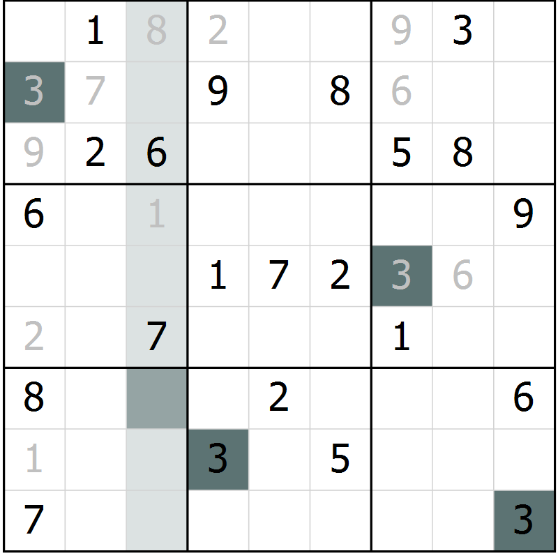 Position des candidats pour la solution de la Gr 14 page 16 du magazine de sudoku Expert n° 013