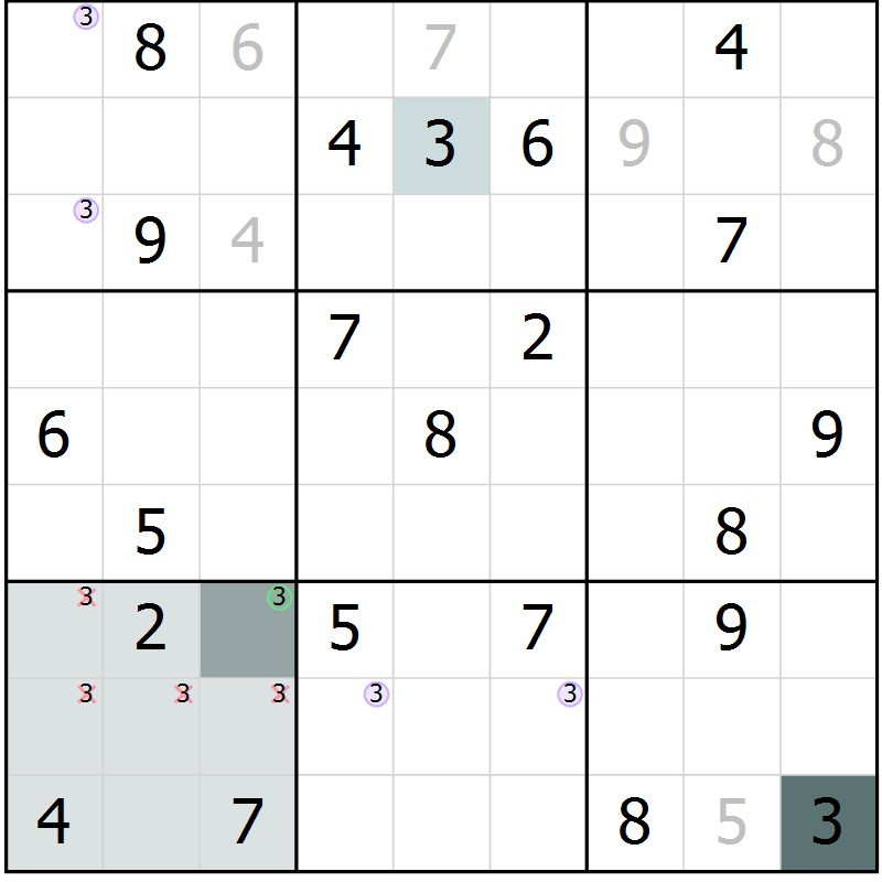 Position des candidats pour la solution de la Gr 15 page 17 du magazine de sudoku Expert n° 013