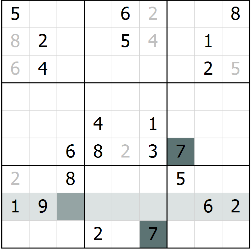Position des candidats pour la solution de la Gr 16 page 18 du magazine de sudoku Expert n° 013