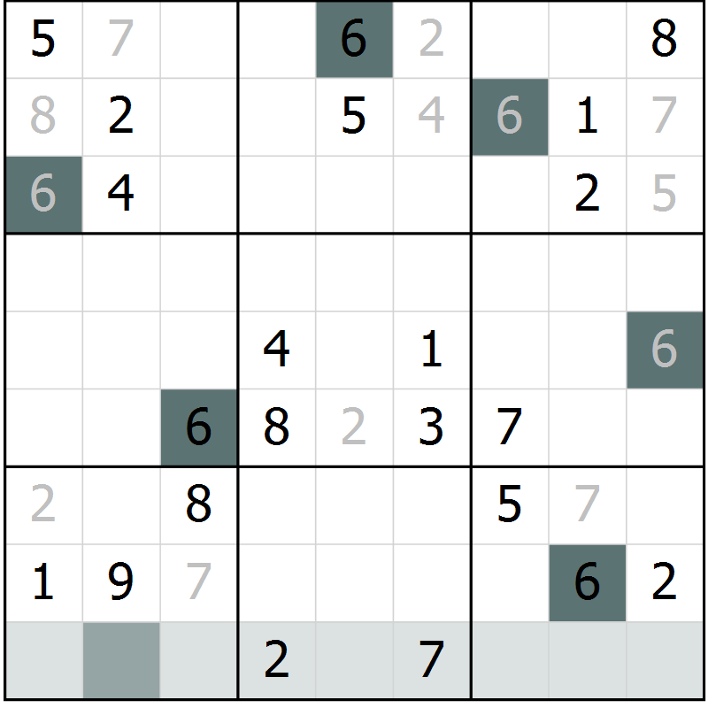 Position des candidats pour la solution de la Gr 16 page 18 du magazine de sudoku Expert n° 013