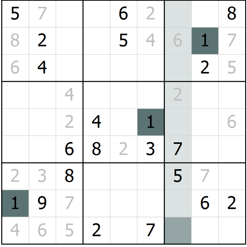 Position des candidats pour la solution de la Gr 16 page 18 du magazine de sudoku Expert n° 013