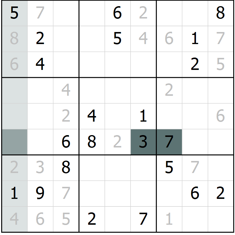 Position des candidats pour la solution de la Gr 16 page 18 du magazine de sudoku Expert n° 013