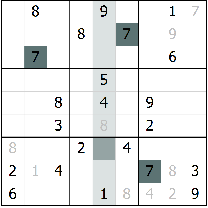 Position des candidats pour la solution de la Gr 17 page 19 du magazine de sudoku Expert n° 013