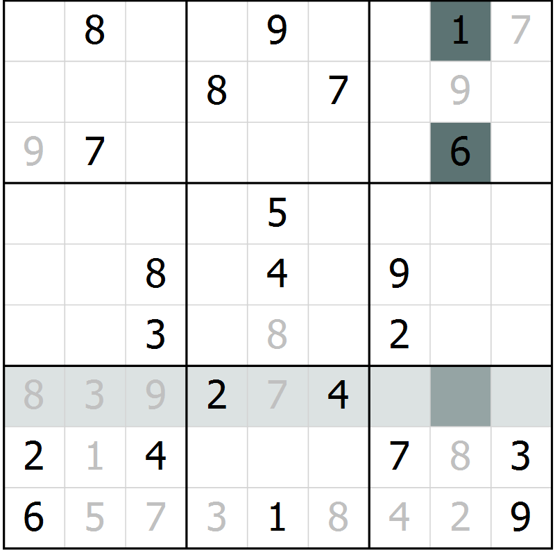 Position des candidats pour la solution de la Gr 17 page 19 du magazine de sudoku Expert n° 013