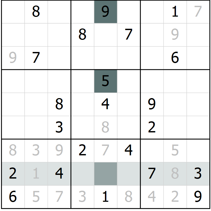 Position des candidats pour la solution de la Gr 17 page 19 du magazine de sudoku Expert n° 013