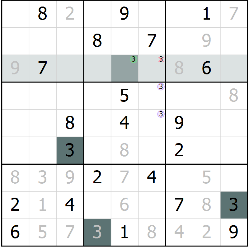 Position des candidats pour la solution de la Gr 17 page 19 du magazine de sudoku Expert n° 013
