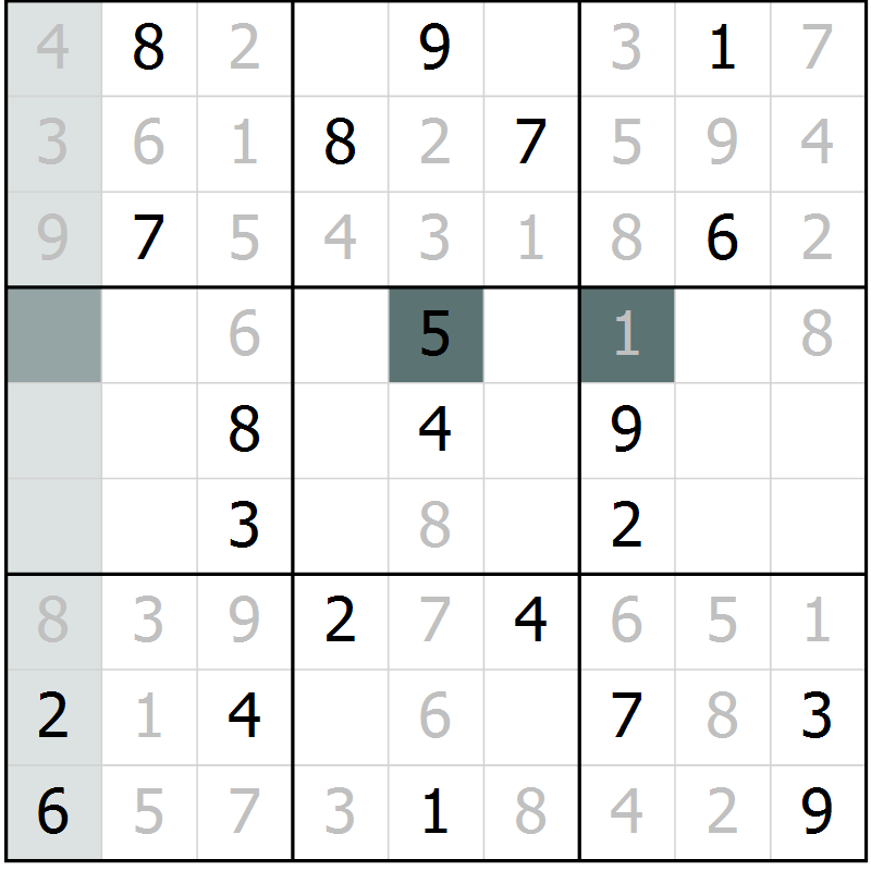 Position des candidats pour la solution de la Gr 17 page 19 du magazine de sudoku Expert n° 013