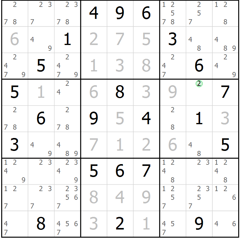 Position des candidats pour la solution de la Gr 18 page 20 du magazine de sudoku Expert n° 013