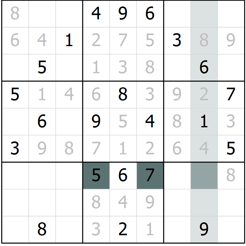 Position des candidats pour la solution de la Gr 18 page 20 du magazine de sudoku Expert n° 013