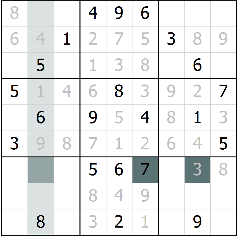 Position des candidats pour la solution de la Gr 18 page 20 du magazine de sudoku Expert n° 013