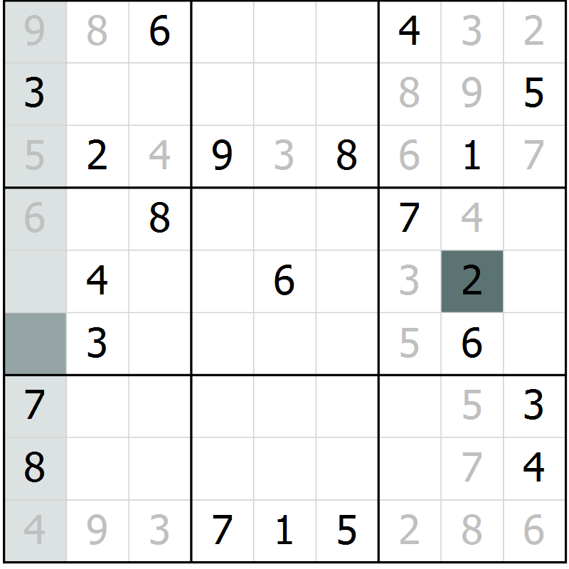 Position des candidats pour la solution de la Gr 19 page 21 du magazine de sudoku Expert n° 013