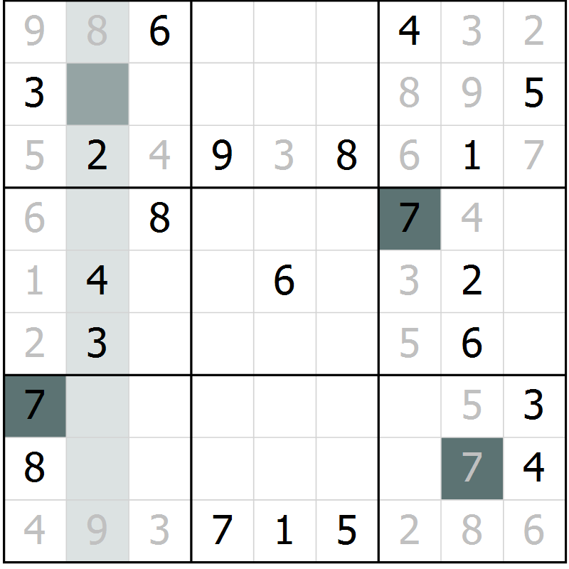 Position des candidats pour la solution de la Gr 19 page 21 du magazine de sudoku Expert n° 013