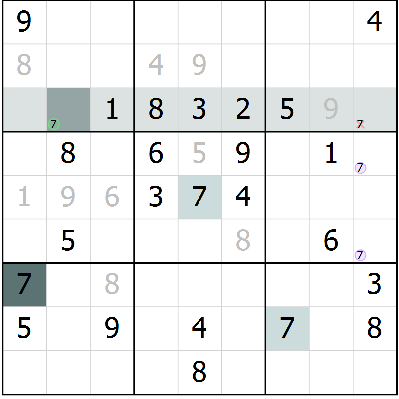 Position des candidats pour la solution de la Gr 2 page 4 du magazine de sudoku Expert n° 013