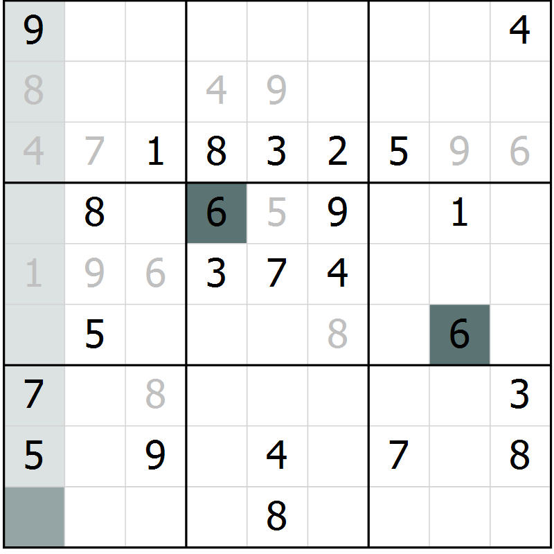 Position des candidats pour la solution de la Gr 2 page 4 du magazine de sudoku Expert n° 013