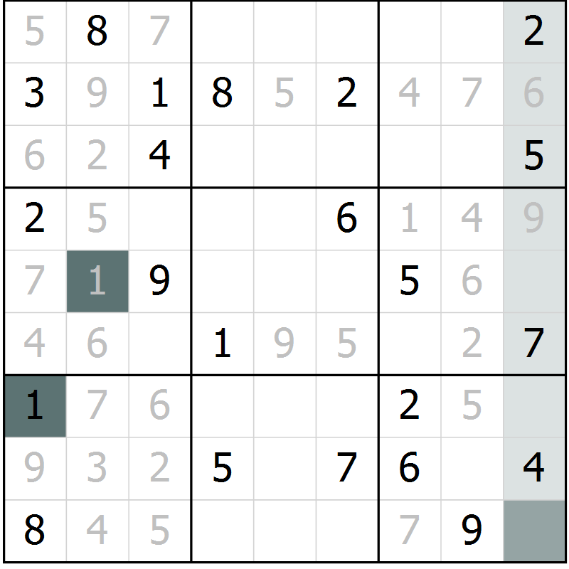Position des candidats pour la solution de la Gr 20 page 22 du magazine de sudoku Expert n° 013
