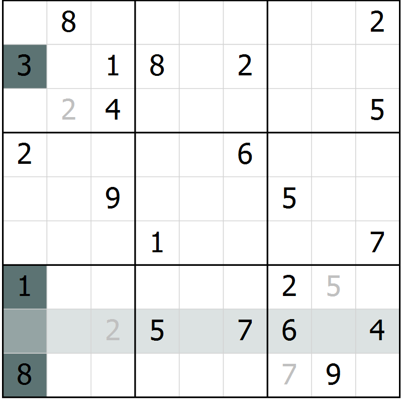 Position des candidats pour la solution de la Gr 20 page 22 du magazine de sudoku Expert n° 013