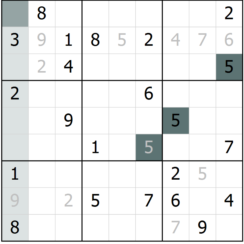 Position des candidats pour la solution de la Gr 20 page 22 du magazine de sudoku Expert n° 013