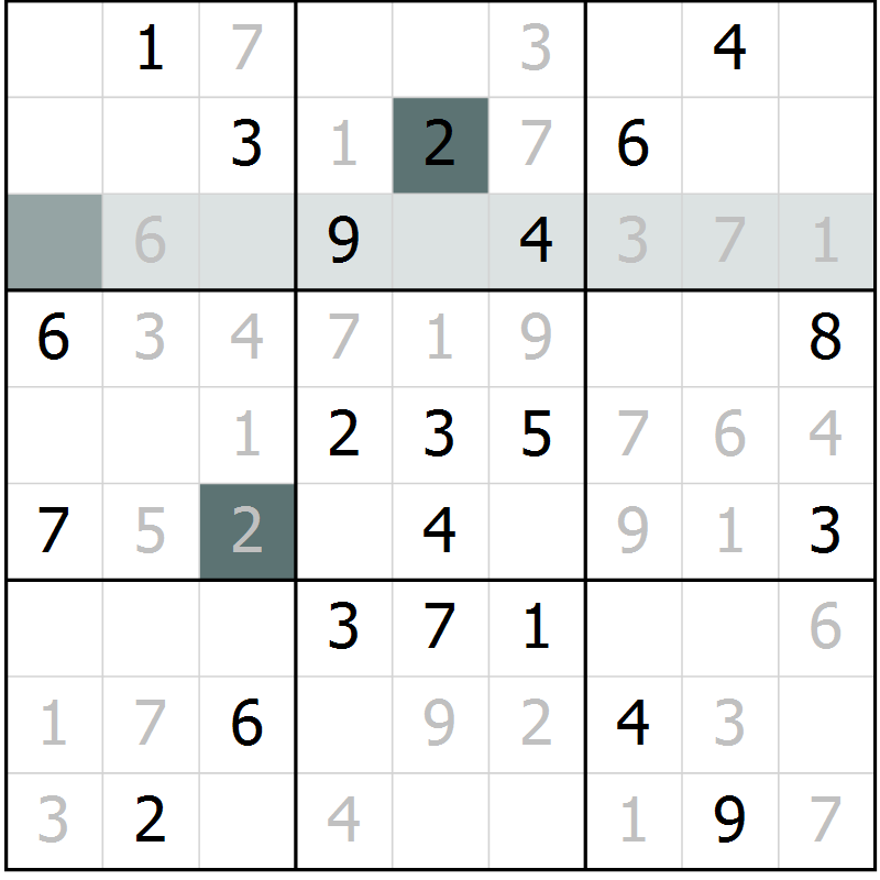 Position des candidats pour la solution de la Gr 22 page 24 du magazine de sudoku Expert n° 013