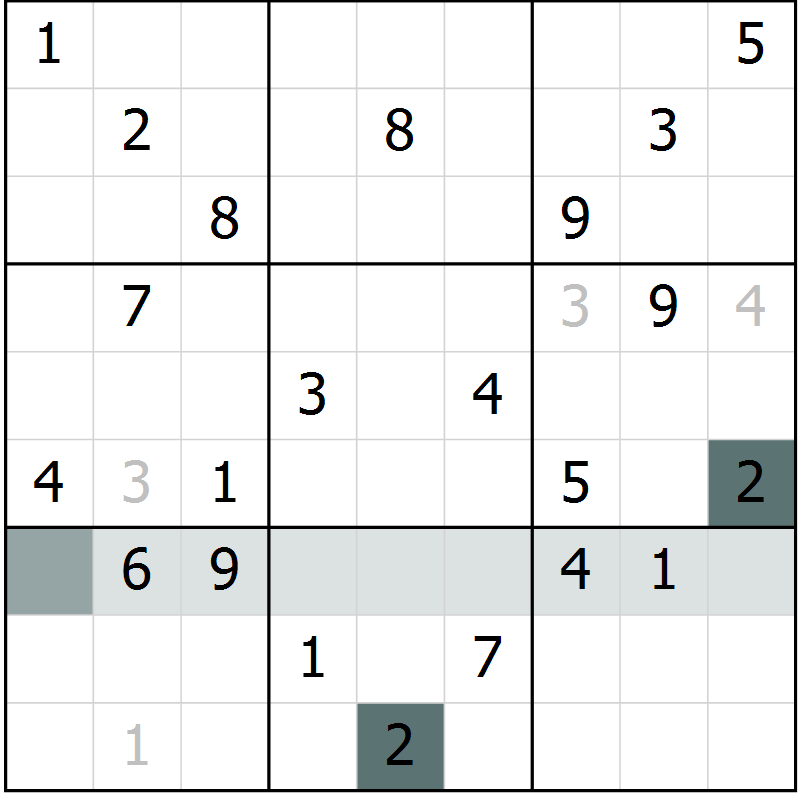 Position des candidats pour la solution de la Gr 23 page 25 du magazine de sudoku Expert n° 013