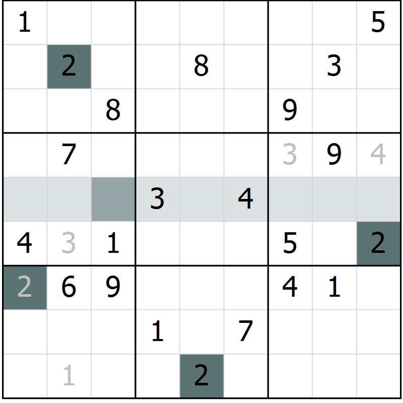 Position des candidats pour la solution de la Gr 23 page 25 du magazine de sudoku Expert n° 013