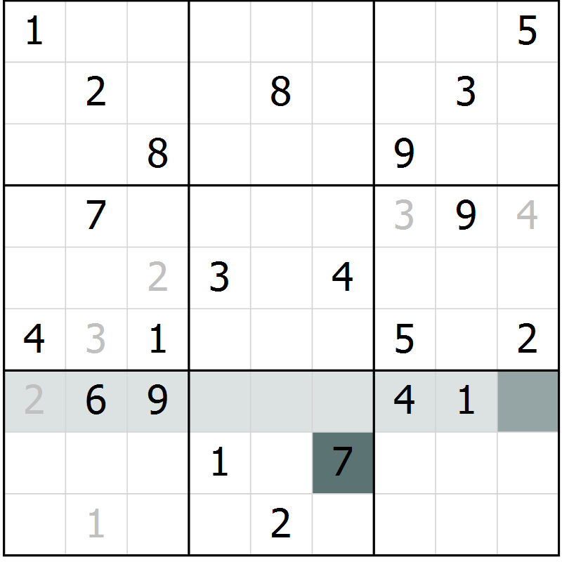 Position des candidats pour la solution de la Gr 23 page 25 du magazine de sudoku Expert n° 013