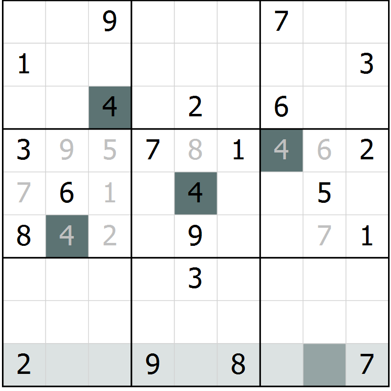 Position des candidats pour la solution de la Gr 24 page 26 du magazine de sudoku Expert n° 013