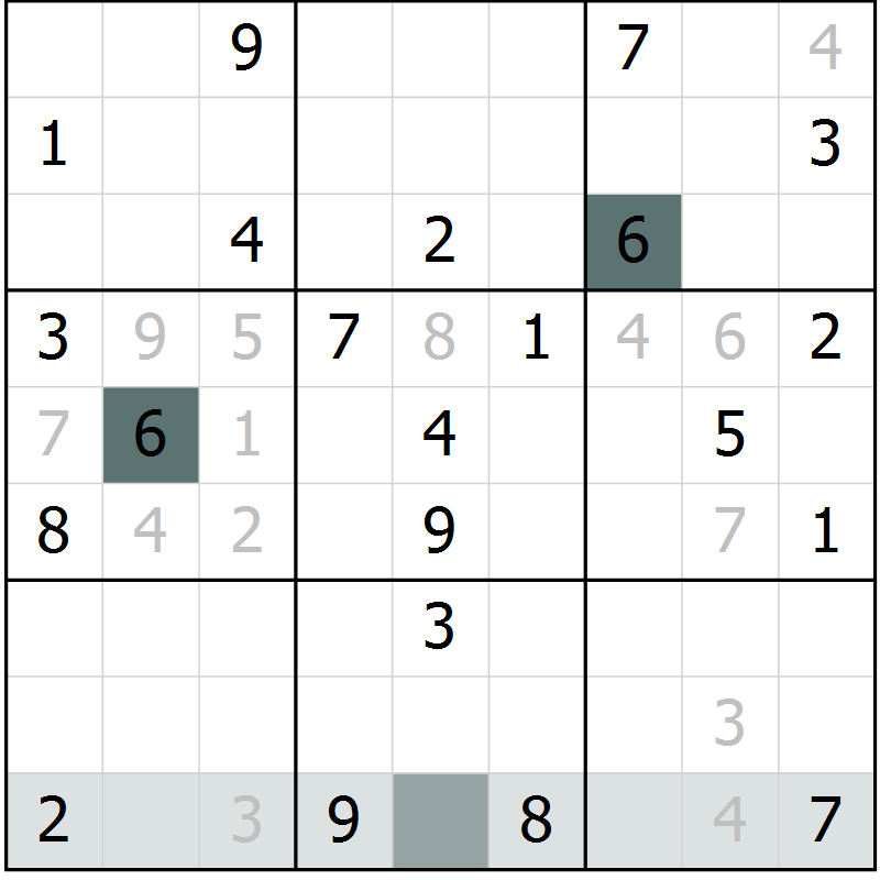 Position des candidats pour la solution de la Gr 24 page 26 du magazine de sudoku Expert n° 013