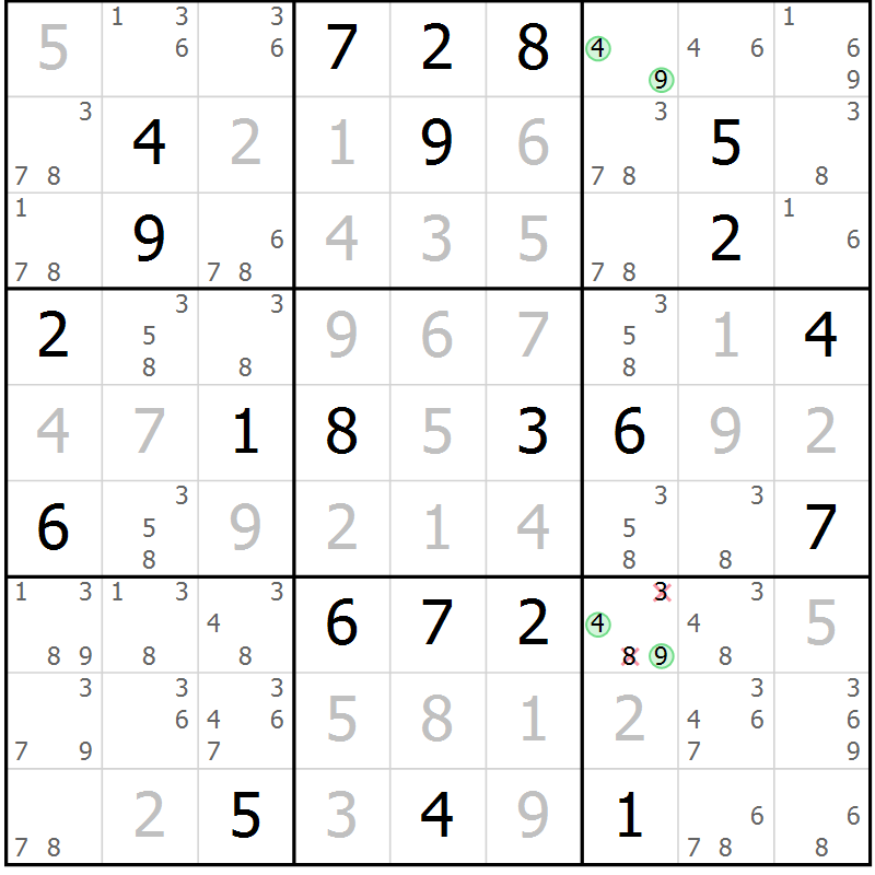 Position des candidats pour la solution de la Gr 25 page 27 du magazine de sudoku Expert n° 013