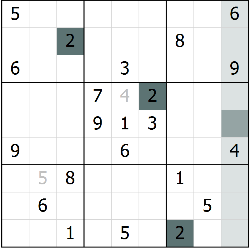 Position des candidats pour la solution de la Gr 26 page 28 du magazine de sudoku Expert n° 013