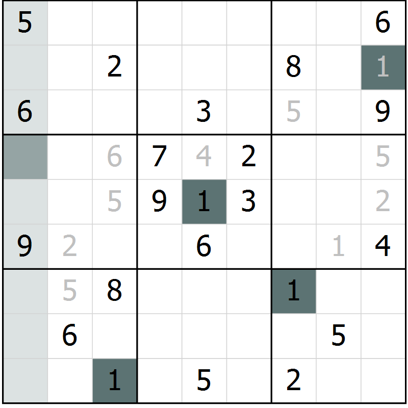 Position des candidats pour la solution de la Gr 26 page 28 du magazine de sudoku Expert n° 013