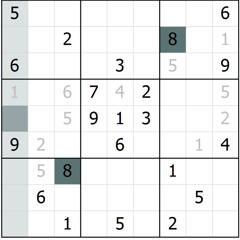 Position des candidats pour la solution de la Gr 26 page 28 du magazine de sudoku Expert n° 013