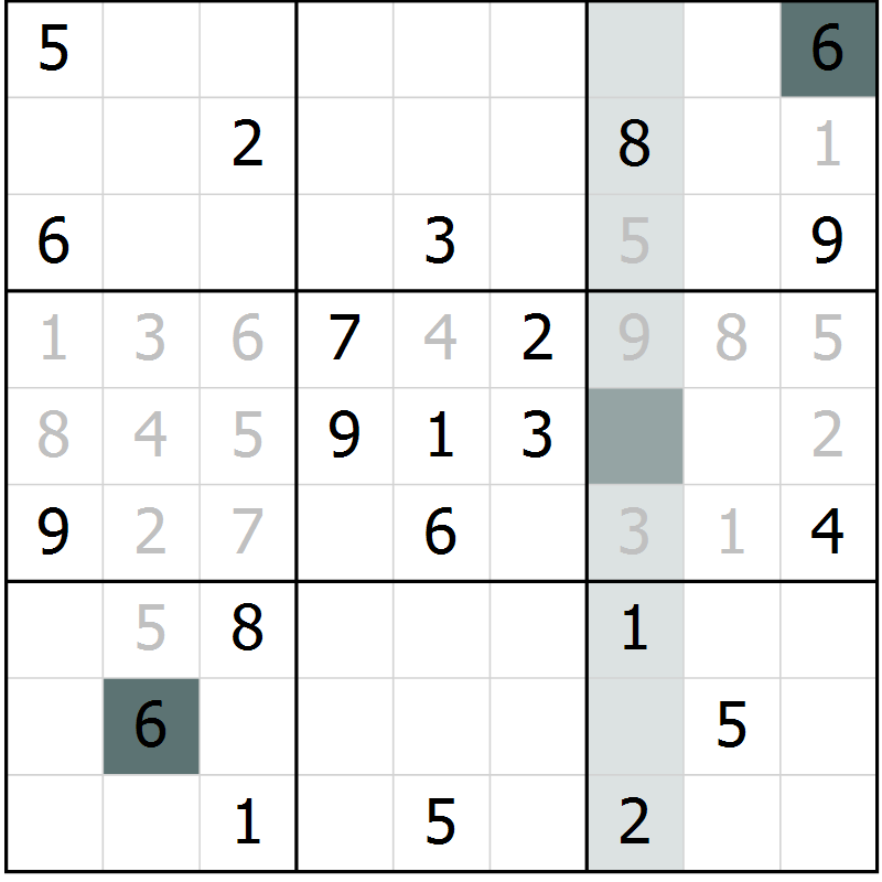 Position des candidats pour la solution de la Gr 26 page 28 du magazine de sudoku Expert n° 013